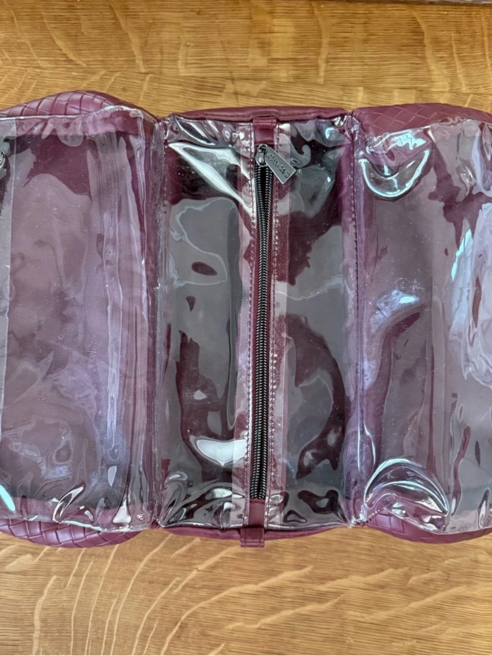 Joan & David Waffle Weave Toiletry Bag Burgundy - Picture 4 of 8